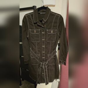 Women's Dark Green Belted Jacket